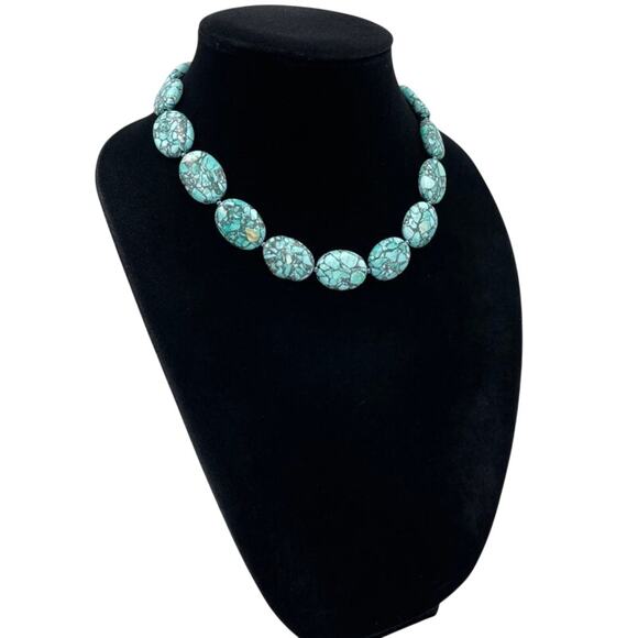 Graduated Turquoise Single Strand Layered Statement Necklace - Picture 3 of 5